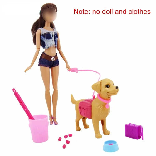 1 Set 1:6 Doll House Accessories Mini Plastic Dog + Pet Equipment Outdoor Combination for Doll Set - HONORABLE VETERANS SOLUTIONS