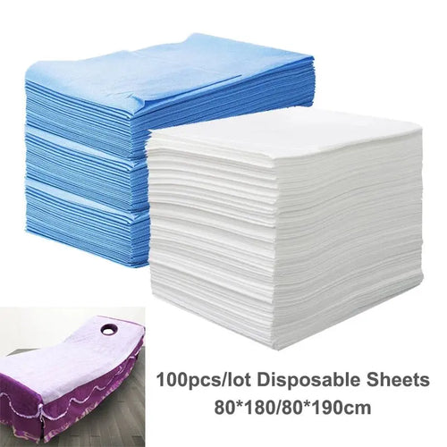 100pcs/bag Disposable Bed Sheets Non Woven Spa Massage Breathable Solid Bed Cover Travel Business Hotel Hospital Sheet - HONORABLE VETERANS SOLUTIONS