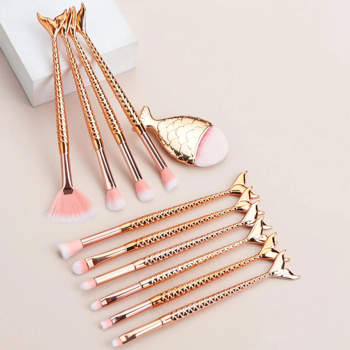 11 pcs mermaid makeup brushes, fish tail makeup brush set, beauty tools - HONORABLE VETERANS SOLUTIONS