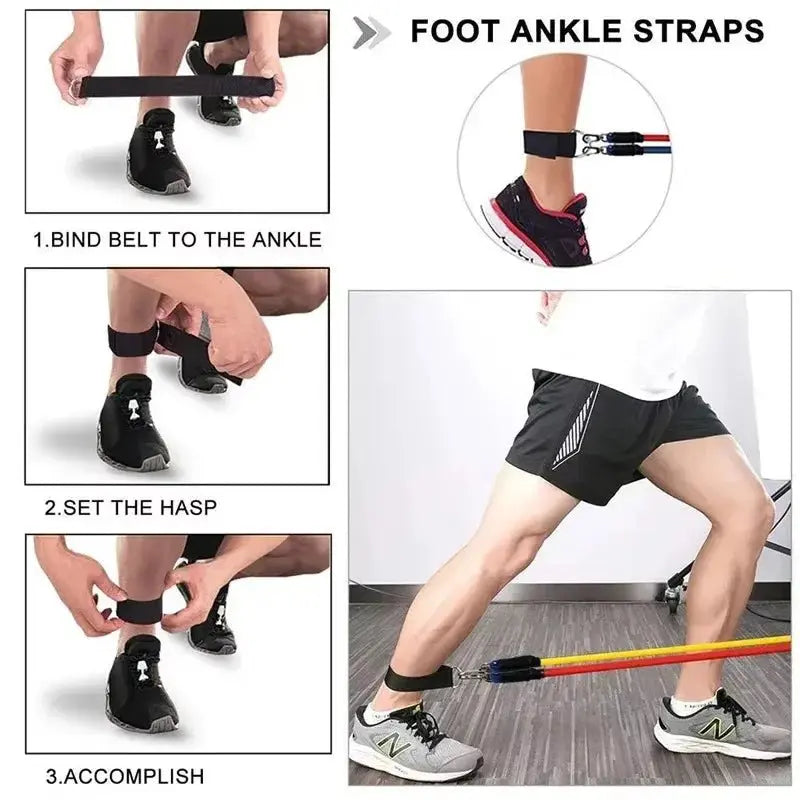 11pcs 100/150LB Resistance Bands Set, Portable Fitness Equipment,Strength Training Bands for Home Gym,Workout Excercise Band - HONORABLE VETERANS SOLUTIONS