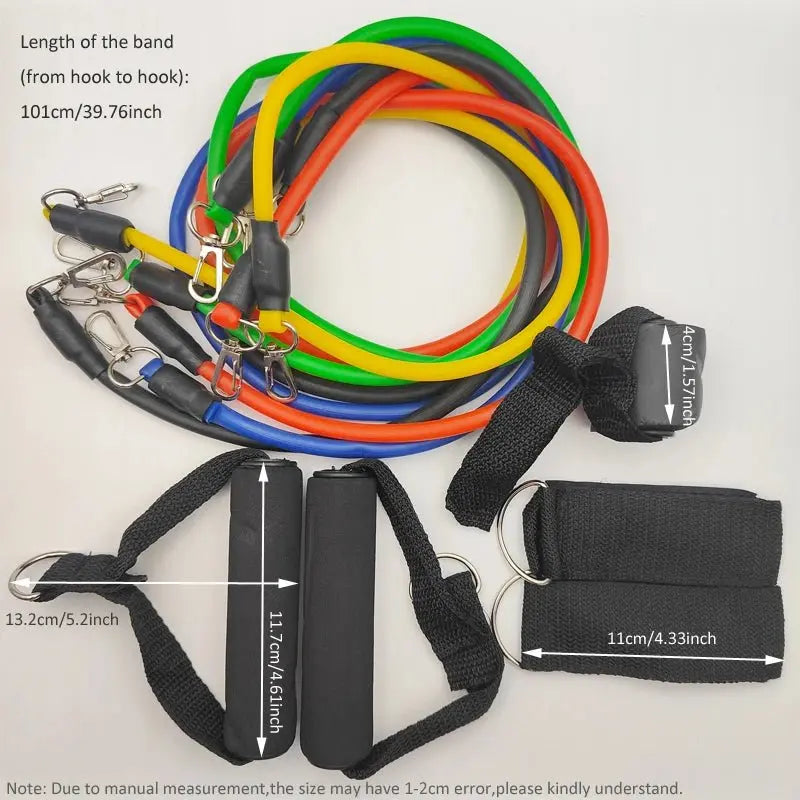 11pcs 100/150LB Resistance Bands Set, Portable Fitness Equipment,Strength Training Bands for Home Gym,Workout Excercise Band - HONORABLE VETERANS SOLUTIONS