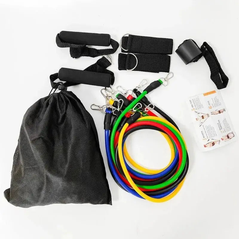 11pcs 100/150LB Resistance Bands Set, Portable Fitness Equipment,Strength Training Bands for Home Gym,Workout Excercise Band - HONORABLE VETERANS SOLUTIONS