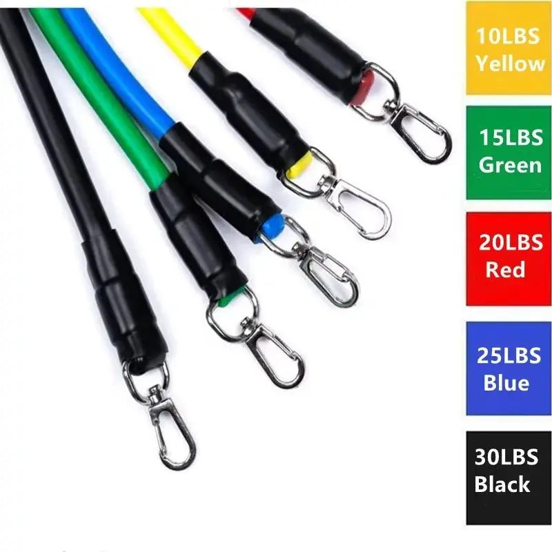 11pcs 100/150LB Resistance Bands Set, Portable Fitness Equipment,Strength Training Bands for Home Gym,Workout Excercise Band - HONORABLE VETERANS SOLUTIONS