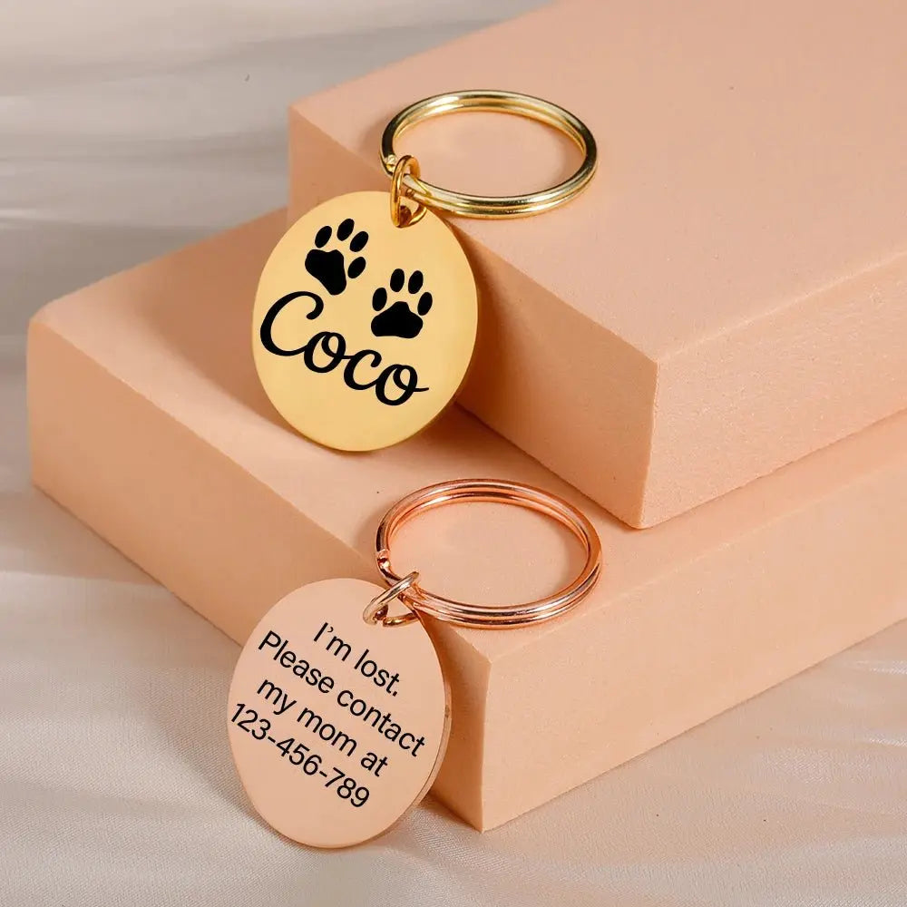 1pc Customized Pet Accessories Include Circular Dog Tags, Optional Small Dog Patterns, Engraved Names and Contact Num - HONORABLE VETERANS SOLUTIONS