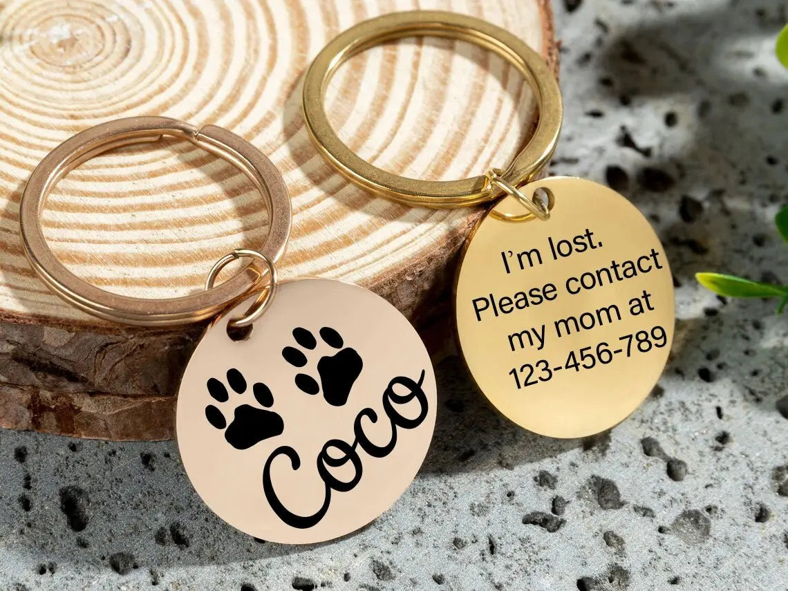 1pc Customized Pet Accessories Include Circular Dog Tags, Optional Small Dog Patterns, Engraved Names and Contact Num - HONORABLE VETERANS SOLUTIONS