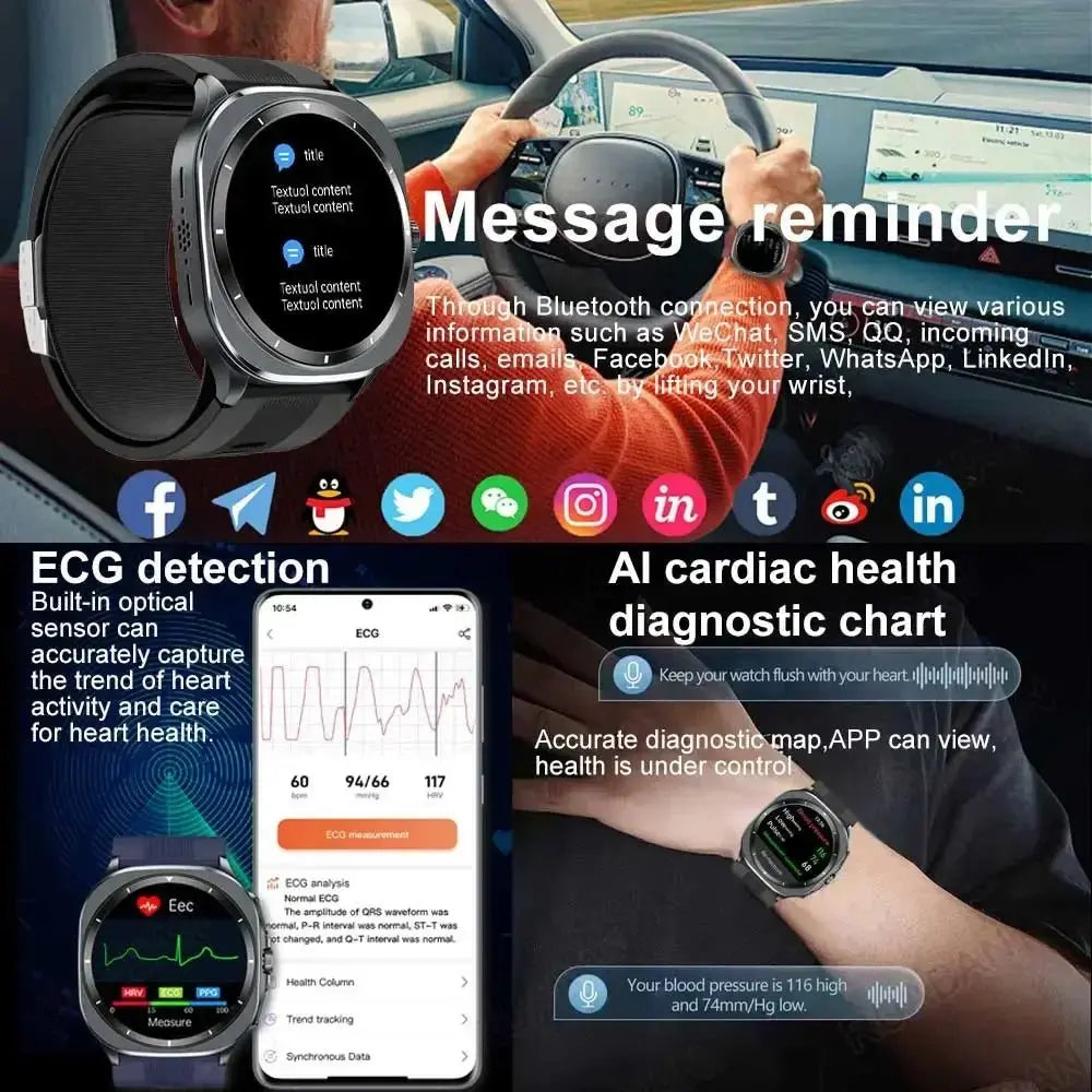 2025 New Airbag Smart Watch men True Blood Pressure air Pump Uric Acid Blood Lipids health watch Bluetooth call watch waterproof - HONORABLE VETERANS SOLUTIONS