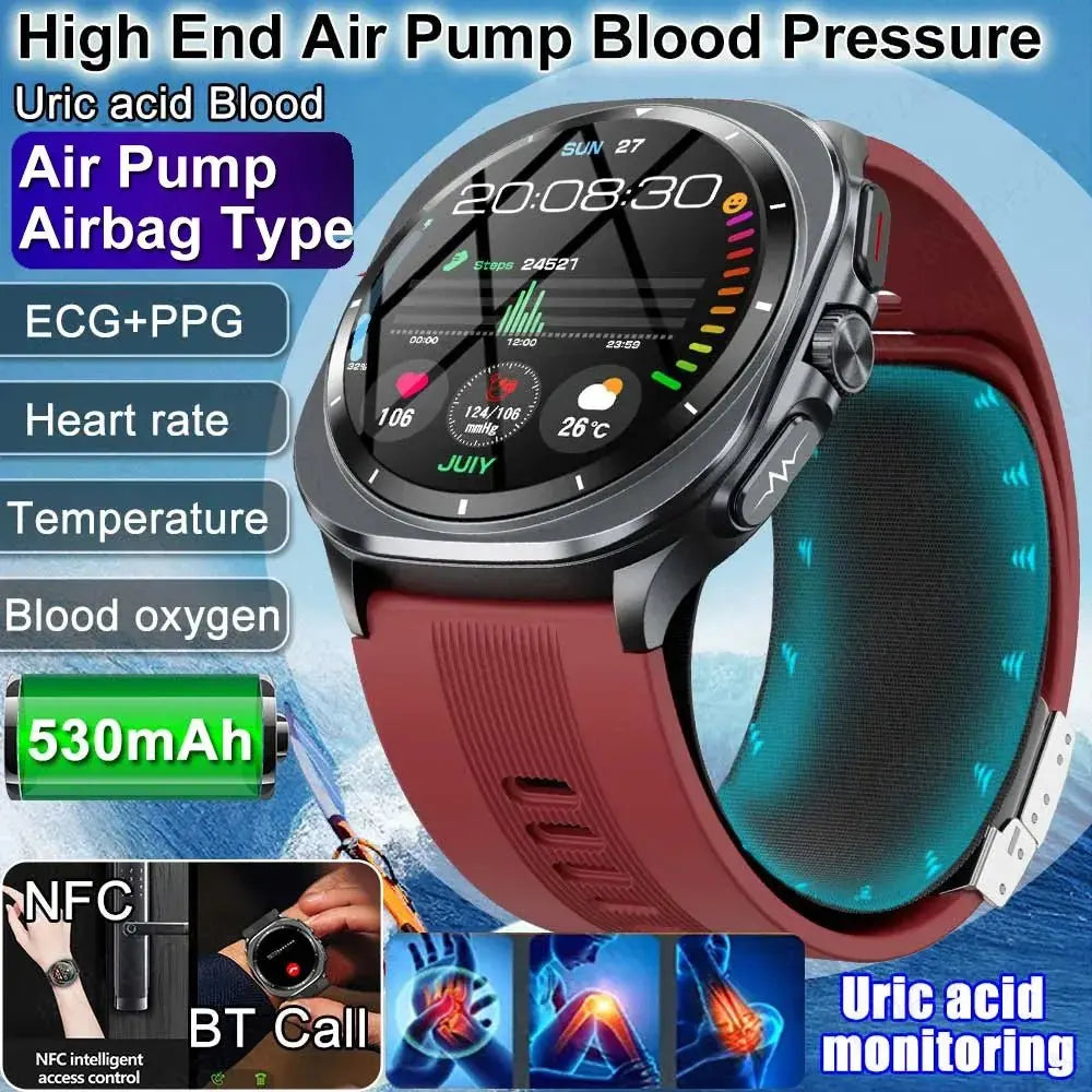 2025 New Airbag Smart Watch men True Blood Pressure air Pump Uric Acid Blood Lipids health watch Bluetooth call watch waterproof - HONORABLE VETERANS SOLUTIONS