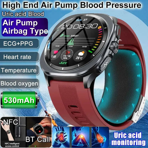 2025 New Airbag Smart Watch men True Blood Pressure air Pump Uric Acid Blood Lipids health watch Bluetooth call watch waterproof - HONORABLE VETERANS SOLUTIONS