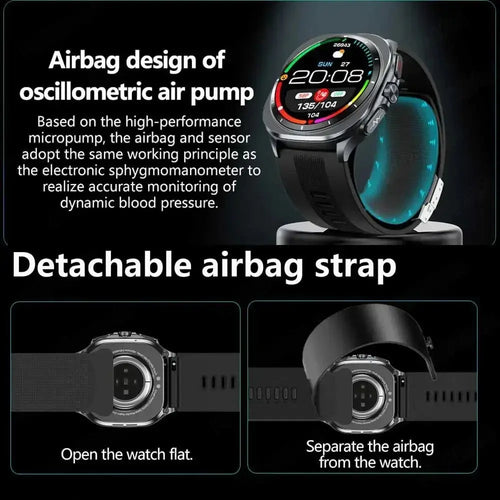 2025 New Airbag Smart Watch men True Blood Pressure air Pump Uric Acid Blood Lipids health watch Bluetooth call watch waterproof - HONORABLE VETERANS SOLUTIONS