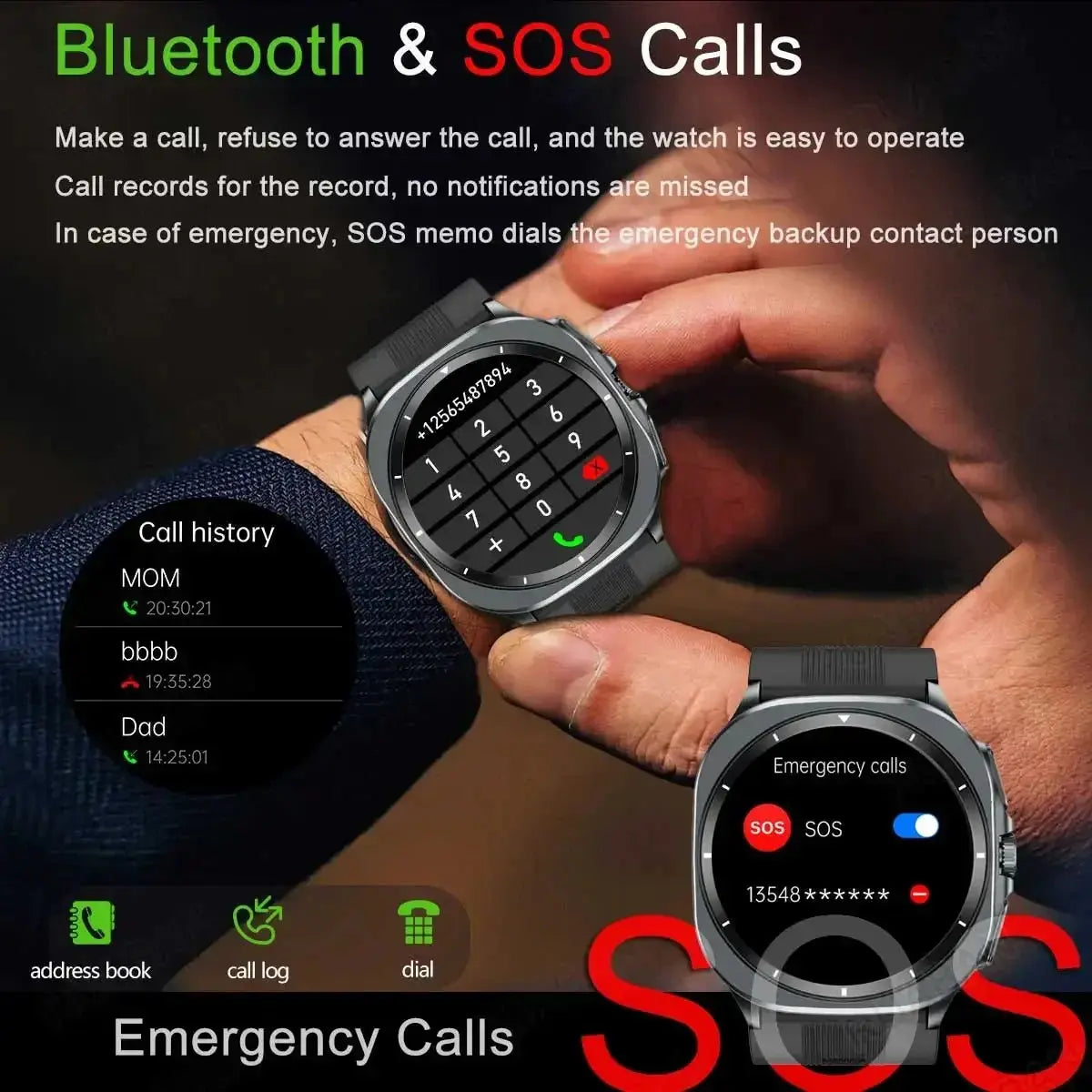 2025 New Airbag Smart Watch men True Blood Pressure air Pump Uric Acid Blood Lipids health watch Bluetooth call watch waterproof - HONORABLE VETERANS SOLUTIONS