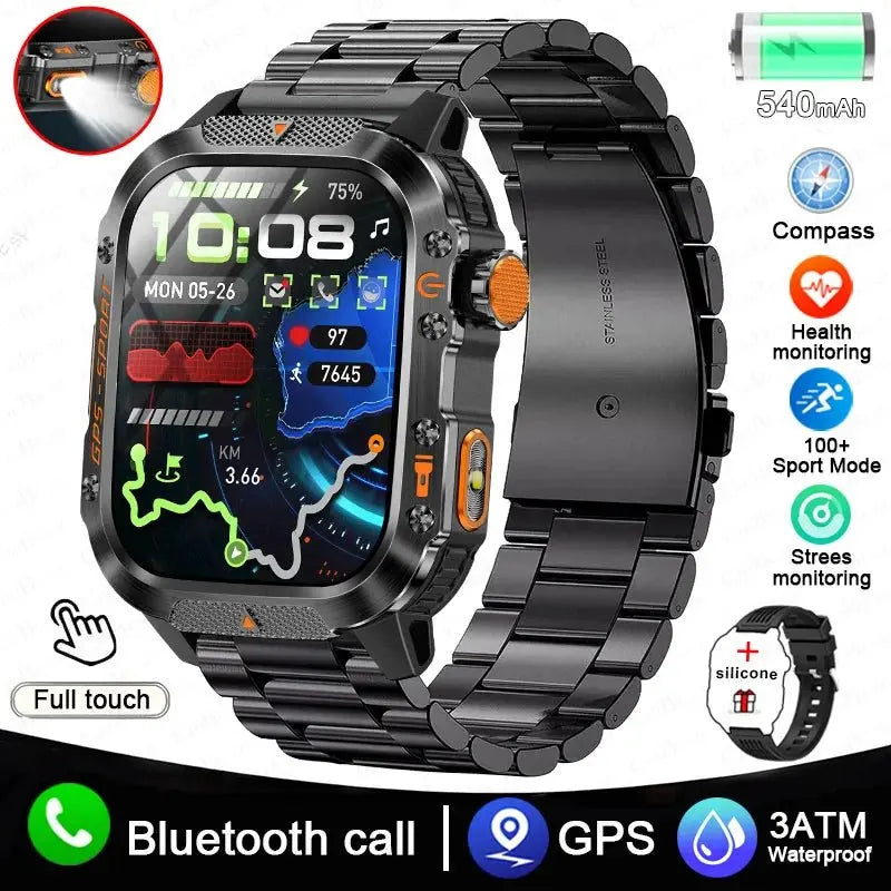 2025 New Military GPS Sports Smart Watch Men 3ATM Waterproof Compass 540mAh Bluetooth Call Heart Rate Smartwatches Android IOS - HONORABLE VETERANS SOLUTIONS