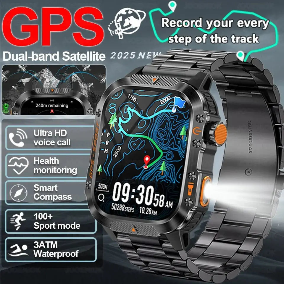 2025 New Military GPS Sports Smart Watch Men 3ATM Waterproof Compass 540mAh Bluetooth Call Heart Rate Smartwatches Android IOS - HONORABLE VETERANS SOLUTIONS