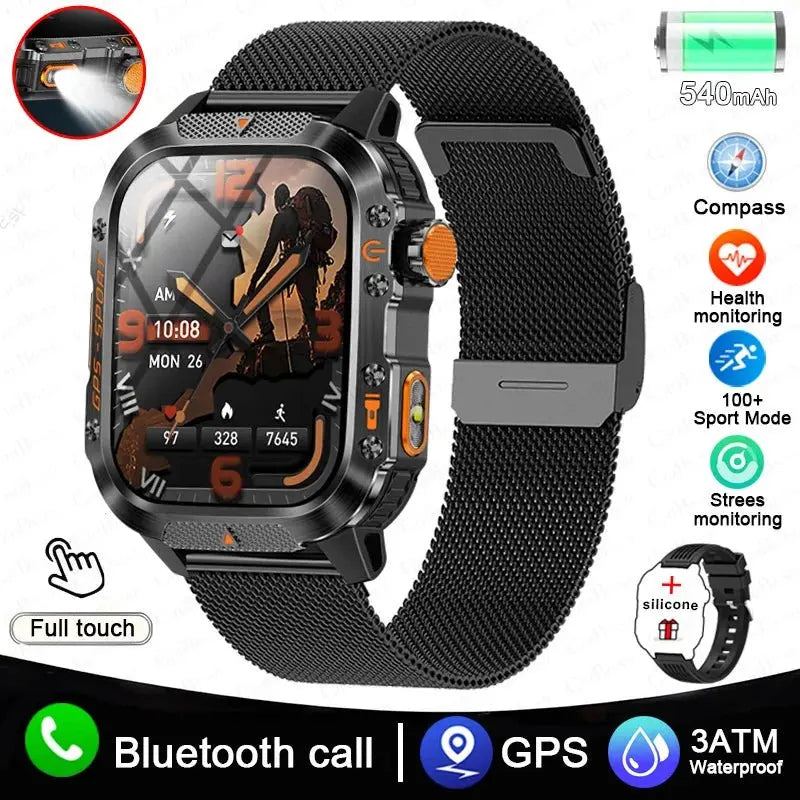 2025 New Military GPS Sports Smart Watch Men 3ATM Waterproof Compass 540mAh Bluetooth Call Heart Rate Smartwatches Android IOS - HONORABLE VETERANS SOLUTIONS