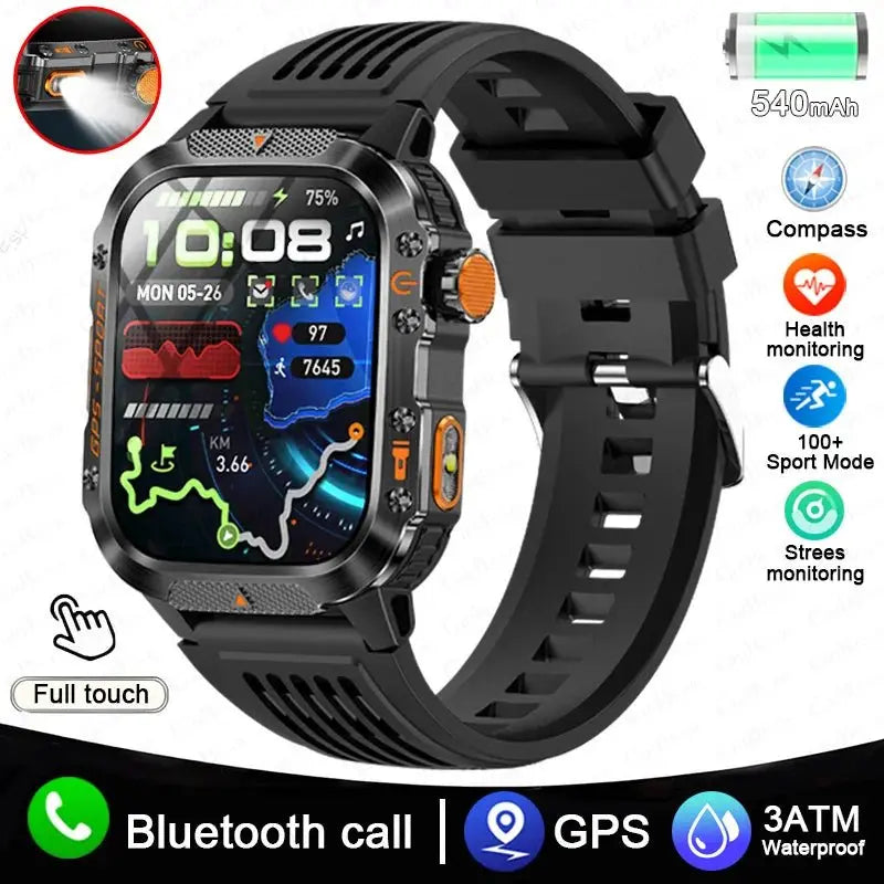 2025 New Military GPS Sports Smart Watch Men 3ATM Waterproof Compass 540mAh Bluetooth Call Heart Rate Smartwatches Android IOS - HONORABLE VETERANS SOLUTIONS