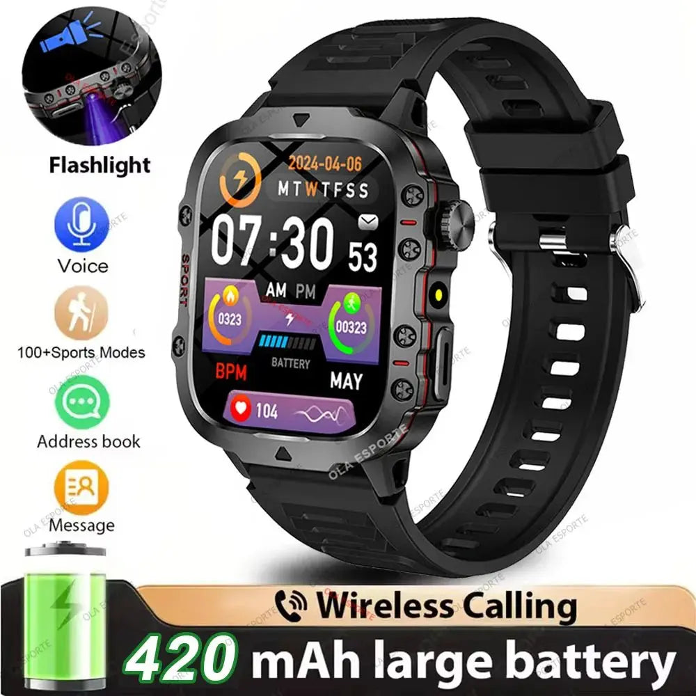 2025 New Rugged Military GPS Smart Watch Men Bluetooth Call Health Monitoring AI Voice Sport Waterproof Smartwatches For Android - HONORABLE VETERANS SOLUTIONS