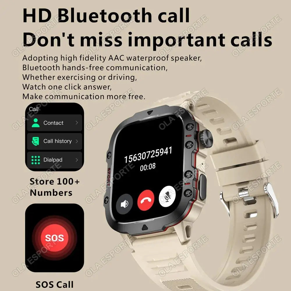 2025 New Rugged Military GPS Smart Watch Men Bluetooth Call Health Monitoring AI Voice Sport Waterproof Smartwatches For Android - HONORABLE VETERANS SOLUTIONS