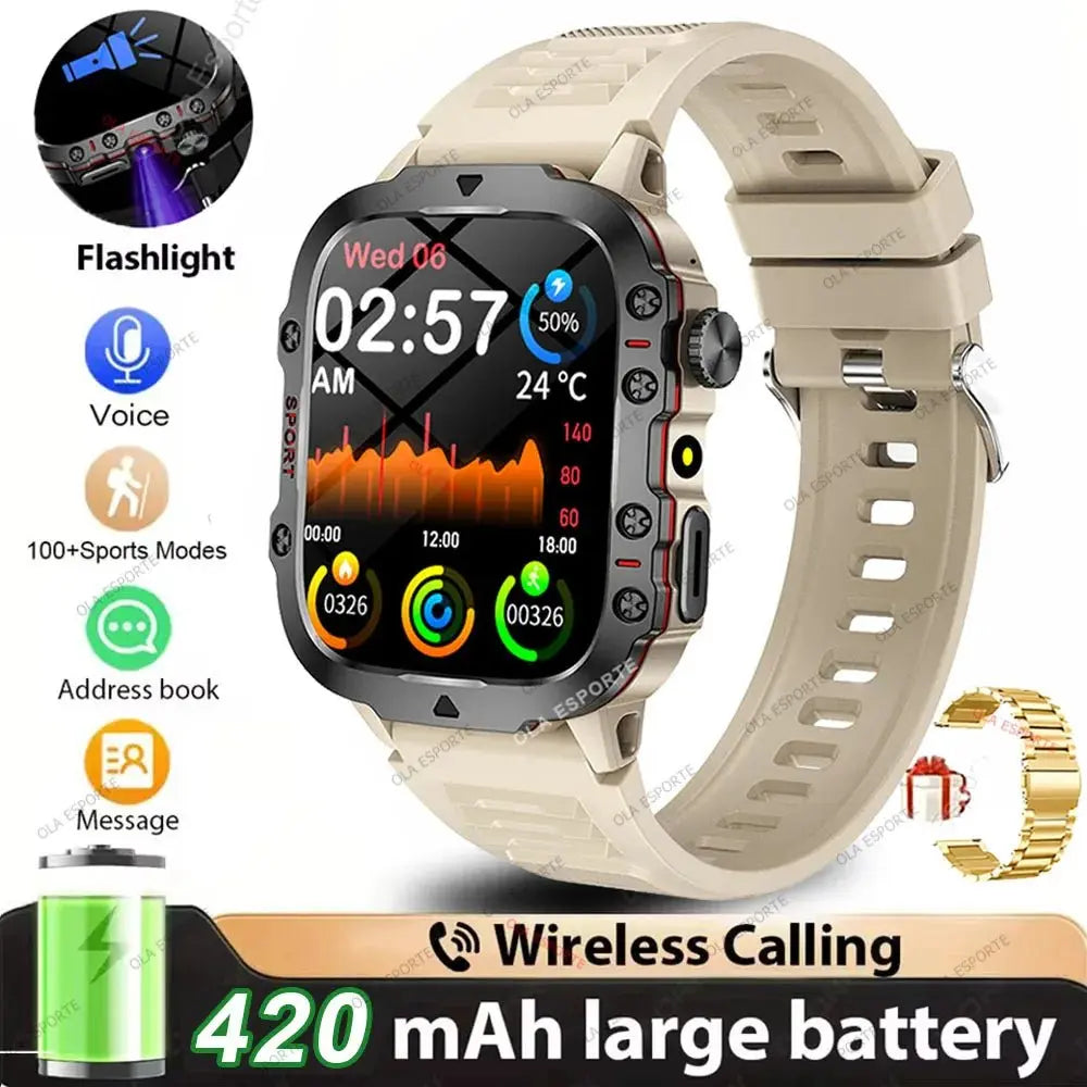 2025 New Rugged Military GPS Smart Watch Men Bluetooth Call Health Monitoring AI Voice Sport Waterproof Smartwatches For Android - HONORABLE VETERANS SOLUTIONS