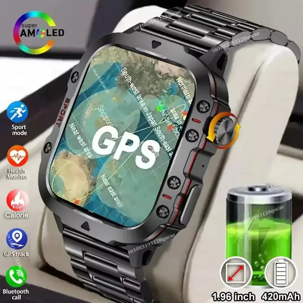 2025 New Rugged Military GPS Smart Watch Men Bluetooth Call Health Monitoring AI Voice Sport Waterproof Smartwatches For Android - HONORABLE VETERANS SOLUTIONS