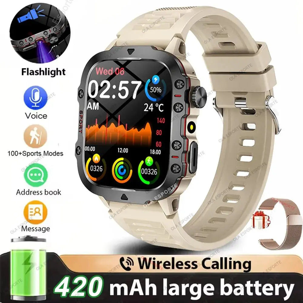 2025 New Rugged Military GPS Smart Watch Men Bluetooth Call Health Monitoring AI Voice Sport Waterproof Smartwatches For Android - HONORABLE VETERANS SOLUTIONS