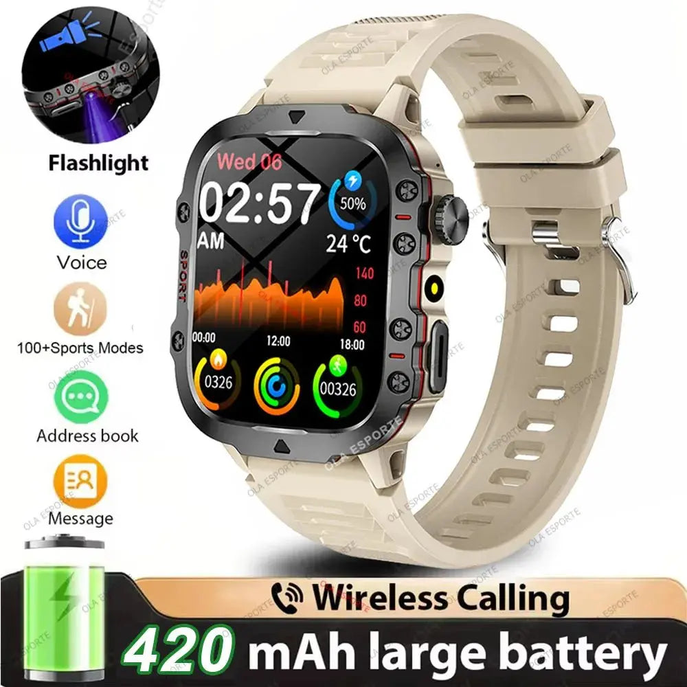 2025 New Rugged Military GPS Smart Watch Men Bluetooth Call Health Monitoring AI Voice Sport Waterproof Smartwatches For Android - HONORABLE VETERANS SOLUTIONS
