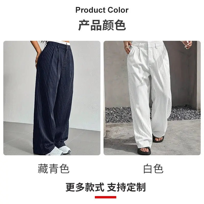 2025 Spring and Summer New Cross-border Design Sense Pants Casual High Waist Stitching Pants Simple Dosing Sense Loose Straight Leg Pants - HONORABLE VETERANS SOLUTIONS