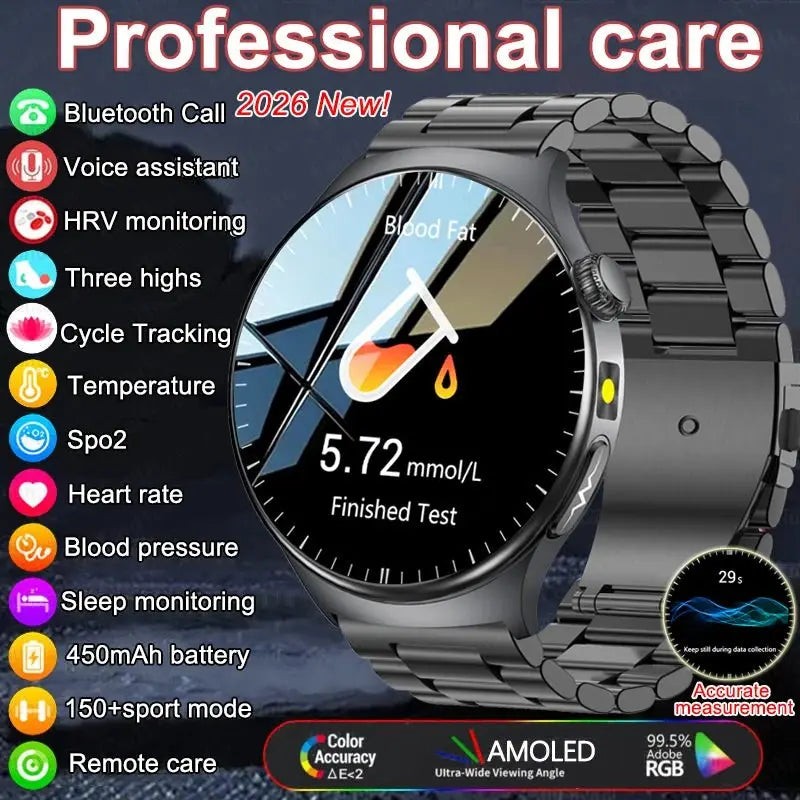 2026 Fashion New Expert level Health Smart Watch Men ECG+PPG Laser Monitor Uric Acid Blood Fat Blood Pressure HD Call Smartwatch - HONORABLE VETERANS SOLUTIONS