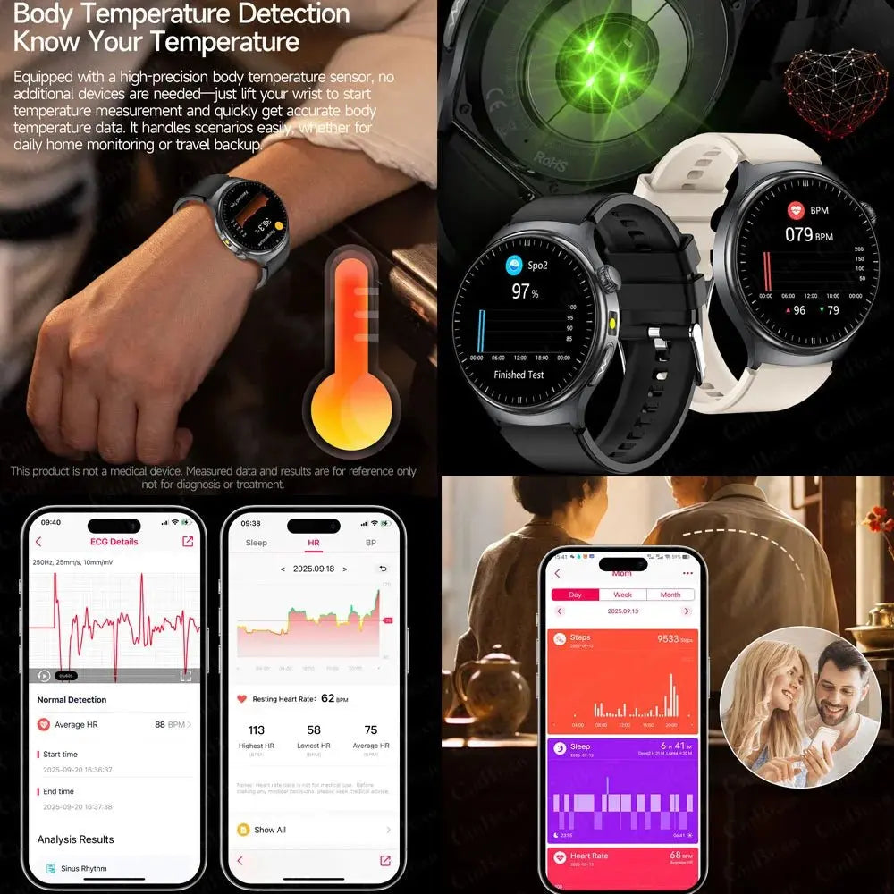 2026 Fashion New Expert level Health Smart Watch Men ECG+PPG Laser Monitor Uric Acid Blood Fat Blood Pressure HD Call Smartwatch - HONORABLE VETERANS SOLUTIONS