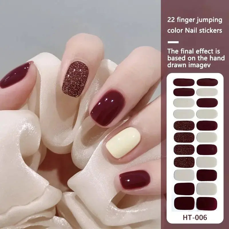 22finger Flash Sequin Nail Polish Gel Film ins Wind Waterproof Lasting Nail Sticker - HONORABLE VETERANS SOLUTIONS