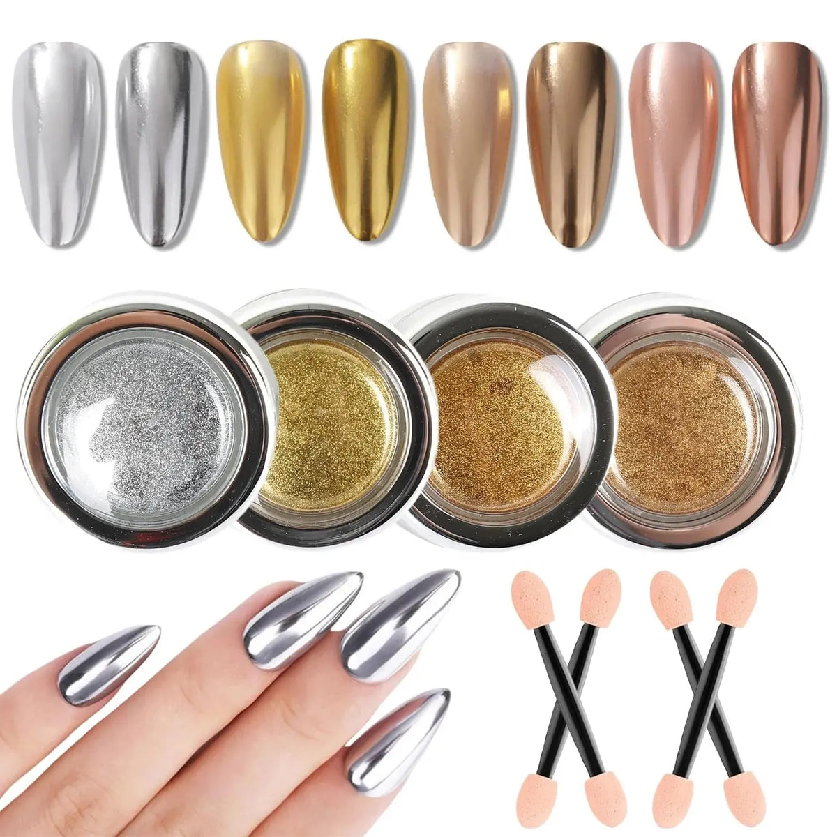 3-piece mirror-finish nail polish powder set, perfect for DIY nail art and creating captivating artistic nail designs. A great t - HONORABLE VETERANS SOLUTIONS
