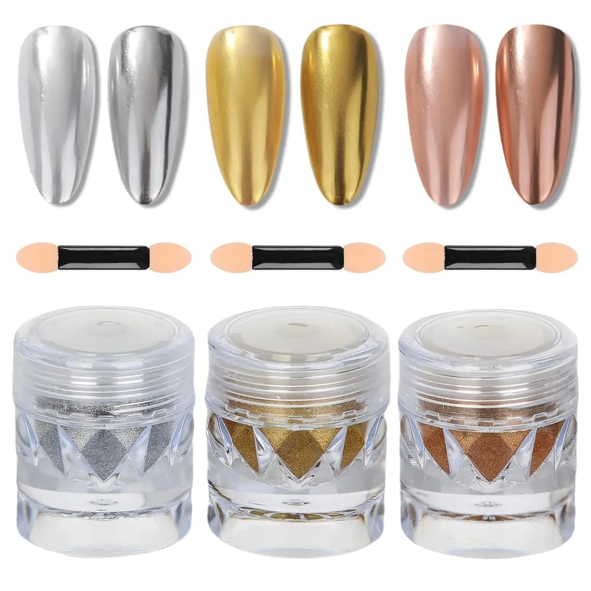 3-piece mirror-finish nail polish powder set, perfect for DIY nail art and creating captivating artistic nail designs. A great t - HONORABLE VETERANS SOLUTIONS