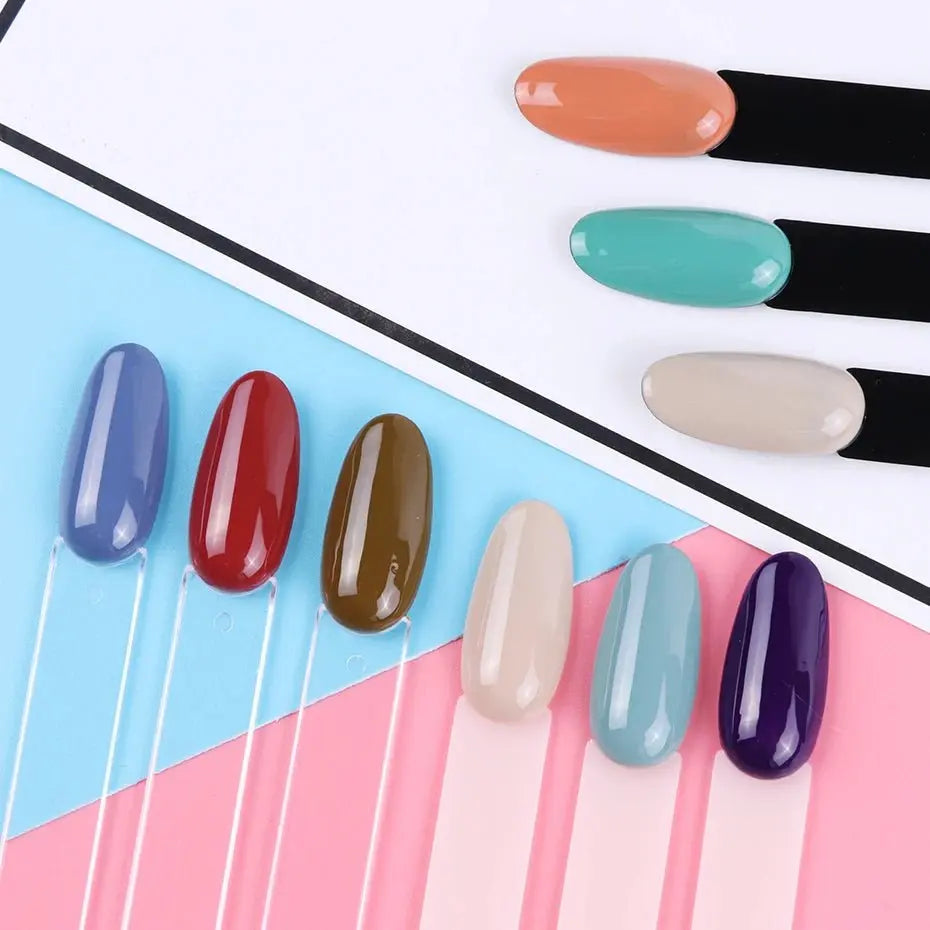 50pcs False Nail Display Tips Clear Nature Color Chart Oval Fan Style UV Gel Polish Swatch Shows Palette Practice Manicure Tools - HONORABLE VETERANS SOLUTIONS