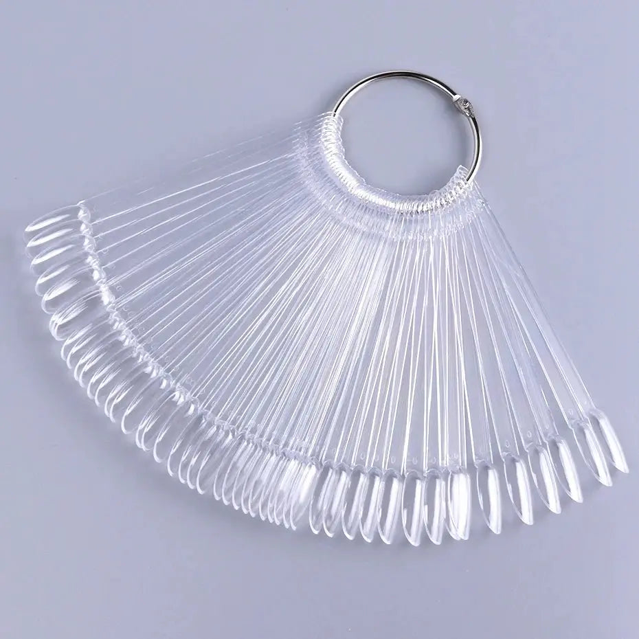 50pcs False Nail Display Tips Clear Nature Color Chart Oval Fan Style UV Gel Polish Swatch Shows Palette Practice Manicure Tools - HONORABLE VETERANS SOLUTIONS