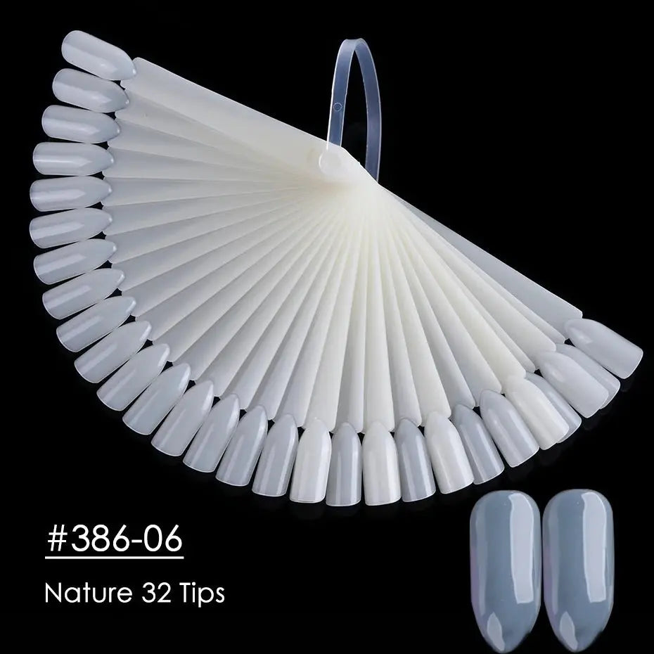 50pcs False Nail Display Tips Clear Nature Color Chart Oval Fan Style UV Gel Polish Swatch Shows Palette Practice Manicure Tools - HONORABLE VETERANS SOLUTIONS