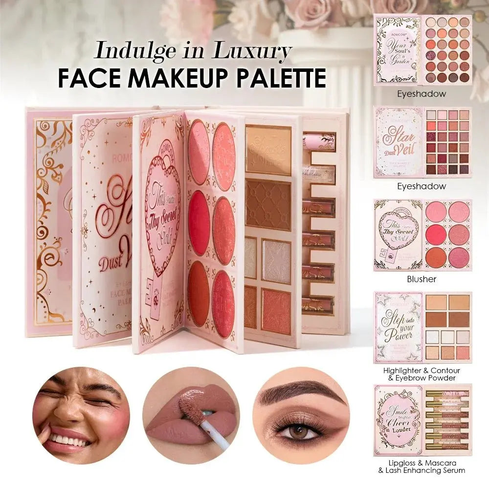 5‑Page Full Face Makeup Kit, Matte & Shimmer Eyeshadow, Blush, Contour, Lip Gloss Mascara for Versatile Makeup Looks - HONORABLE VETERANS SOLUTIONS
