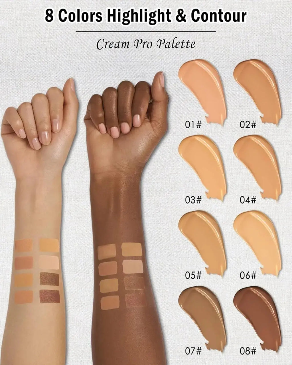 8 Color Cream Contour Palette Makeup, Long Lasting Full Coverage Concealer for Black Women, Contouring Foundation, Sculpt & High - HONORABLE VETERANS SOLUTIONS