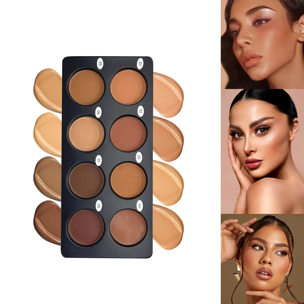 8 Color Cream Contour Palette Makeup, Long Lasting Full Coverage Concealer for Black Women, Contouring Foundation, Sculpt & High - HONORABLE VETERANS SOLUTIONS