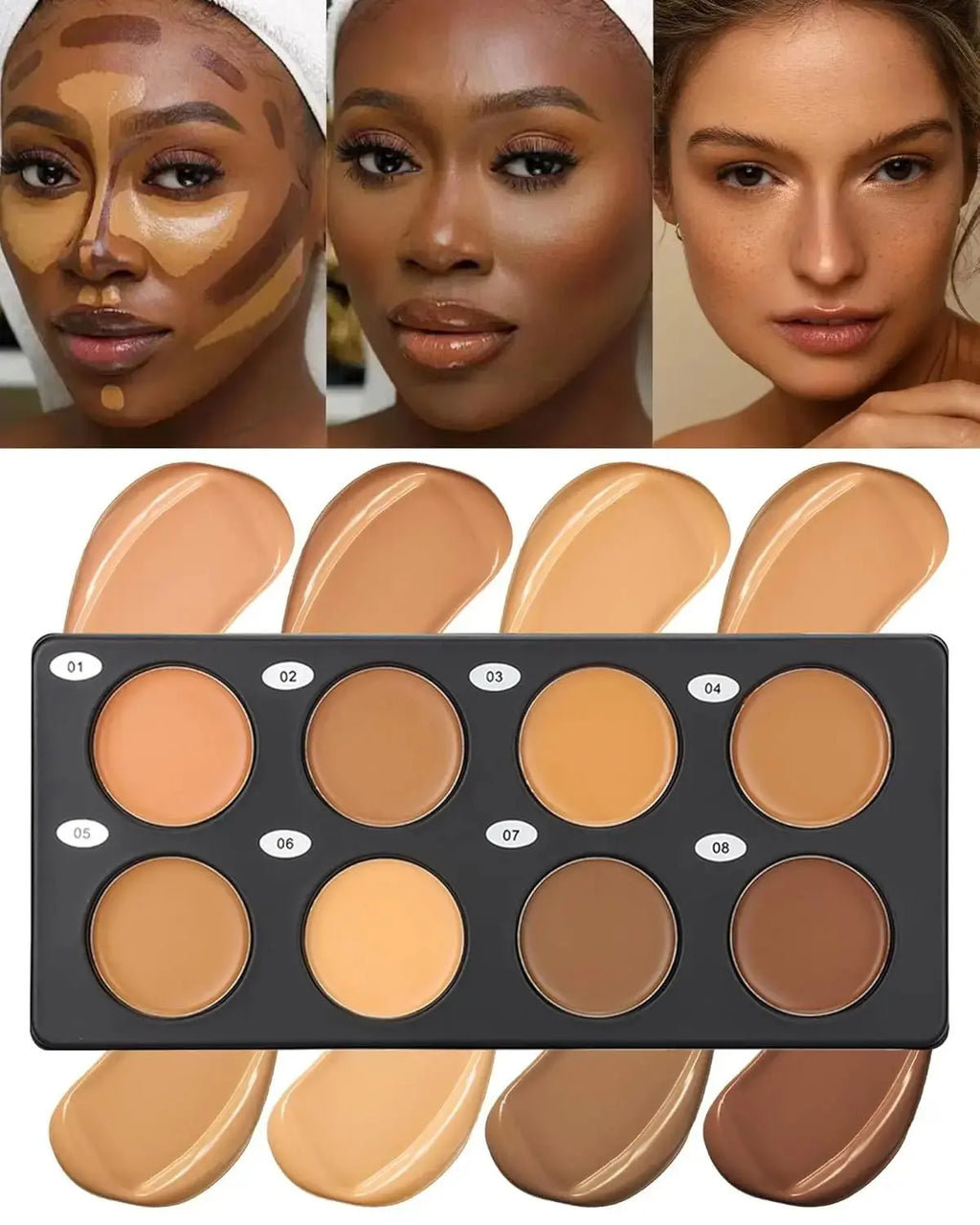 8 Color Cream Contour Palette Makeup, Long Lasting Full Coverage Concealer for Black Women, Contouring Foundation, Sculpt & High - HONORABLE VETERANS SOLUTIONS