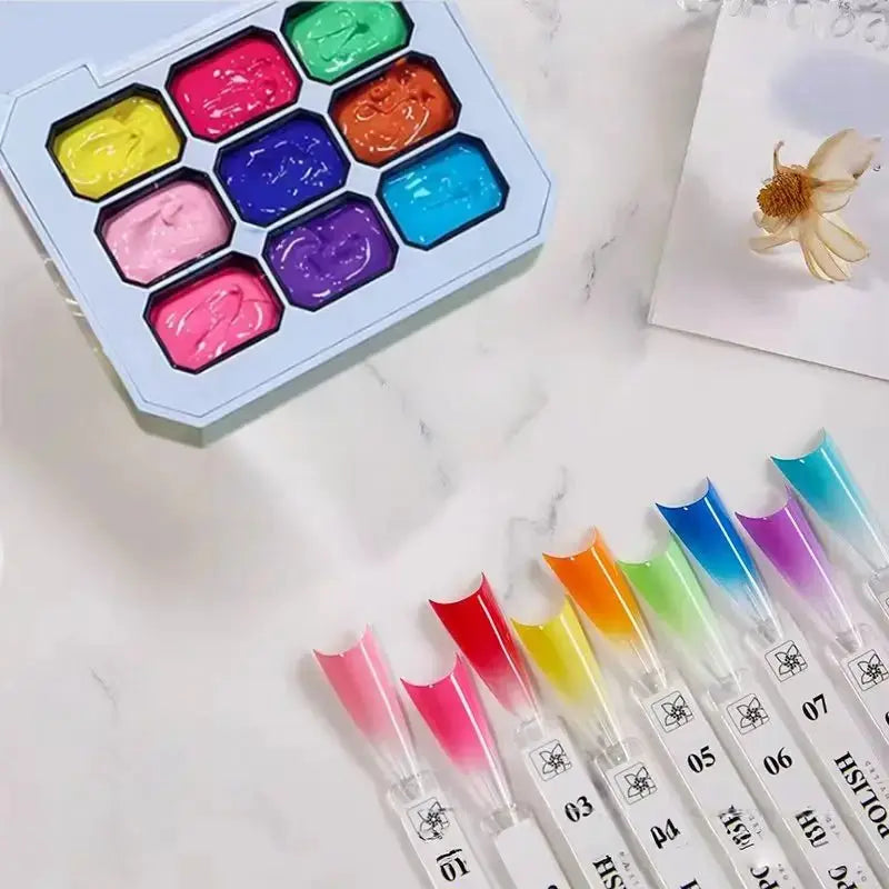 9-Color Solid Gradient High-Saturation Blush Nail Polish, French Manicure Gel, Suitable for Nail Technicians and Beginners. - HONORABLE VETERANS SOLUTIONS