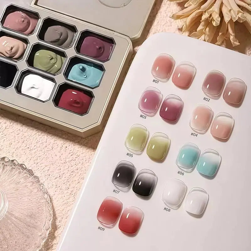 9-Color Solid Gradient High-Saturation Blush Nail Polish, French Manicure Gel, Suitable for Nail Technicians and Beginners. - HONORABLE VETERANS SOLUTIONS