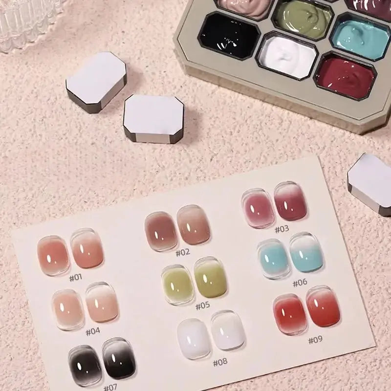 9-Color Solid Gradient High-Saturation Blush Nail Polish, French Manicure Gel, Suitable for Nail Technicians and Beginners. - HONORABLE VETERANS SOLUTIONS
