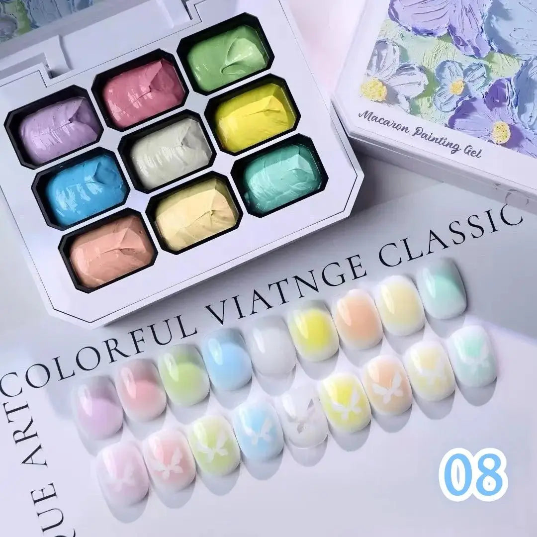 9-Color Solid Nail Polish, Pink, Macaron Painting Gel, High Saturation Popular Solid Nail Polish, Used for Nail Art - HONORABLE VETERANS SOLUTIONS