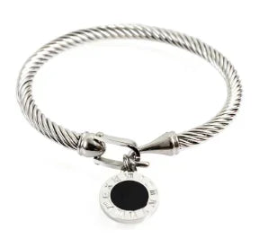 Crystal Triple-Stone Stainless Steel Bangle