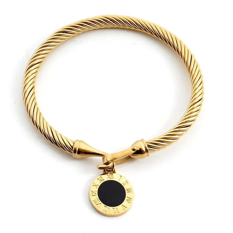 Crystal Triple-Stone Stainless Steel Bangle