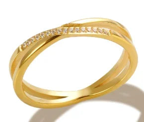 Zircon Inlay Ring – Waterproof Stainless Steel