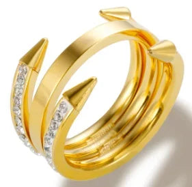 Crystal Zircon Bead Ring – Stainless Steel Fine Jewelry