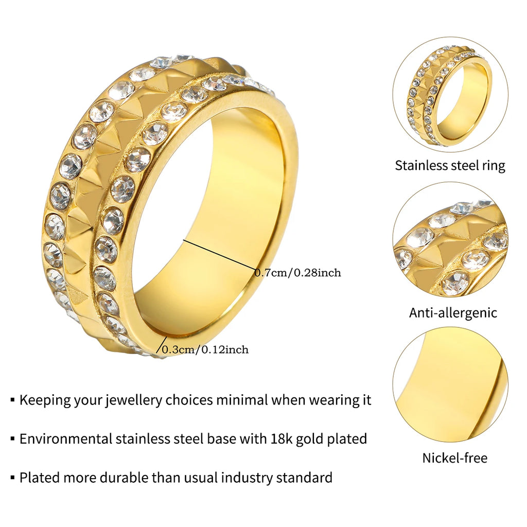 Stainless Steel Ring for Women Inlaid Zircon Rings Waterproof Romantic Fashion Jewelry