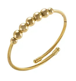 Crystal Triple-Stone Stainless Steel Bangle