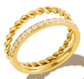 Zircon Inlay Ring – Waterproof Stainless Steel