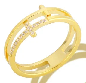 Stainless Steel Ring for Women Inlaid Zircon Rings Waterproof Romantic Fashion Jewelry