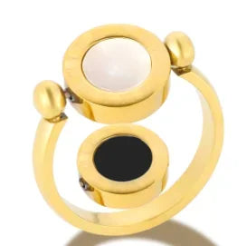 Zircon Inlay Ring – Waterproof Stainless Steel